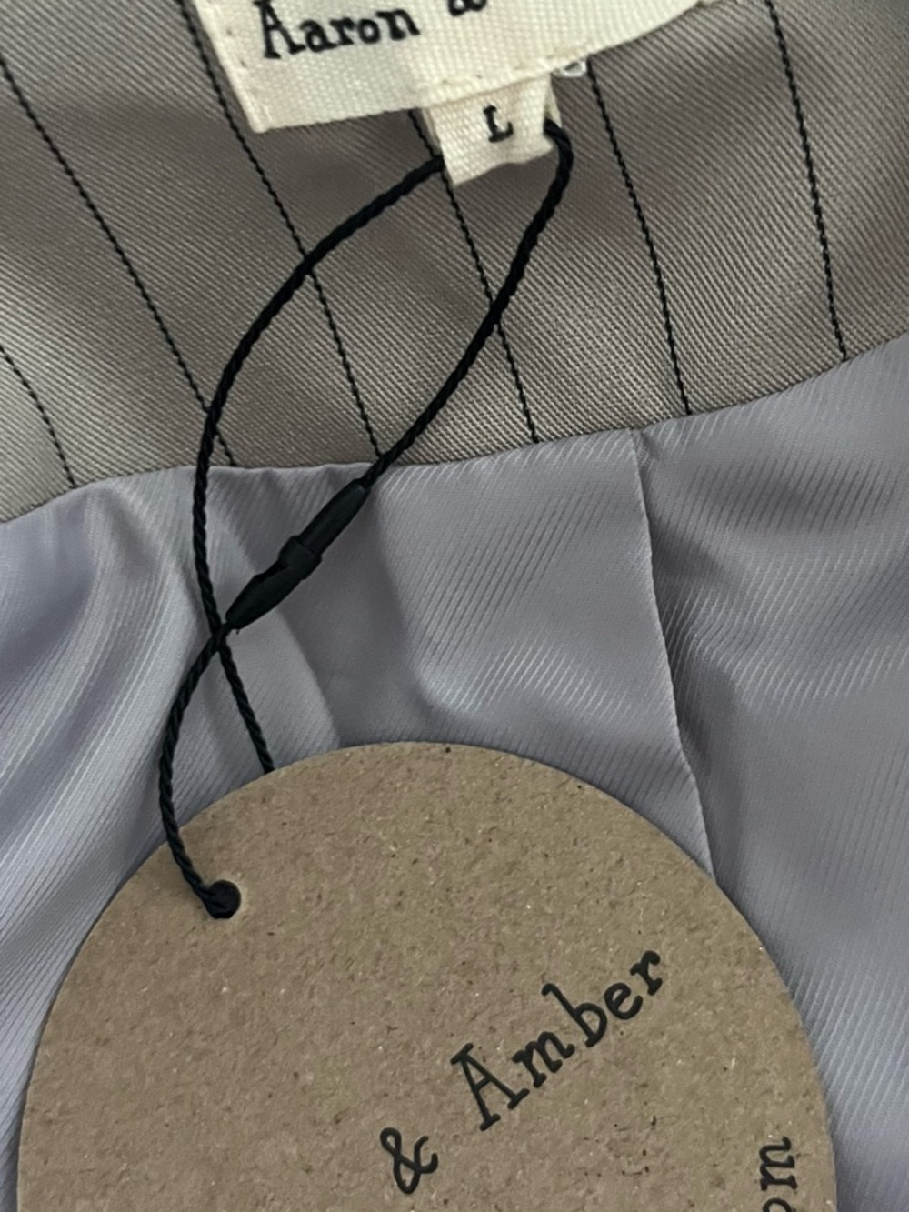 NWT Aaron & Amber Striped Beige Double-Breasted Women's Blazer - Picture 7 of 7